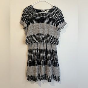 Madewell Two Piece Cut Out Back Hashtag Print Black & White Dress Size 6